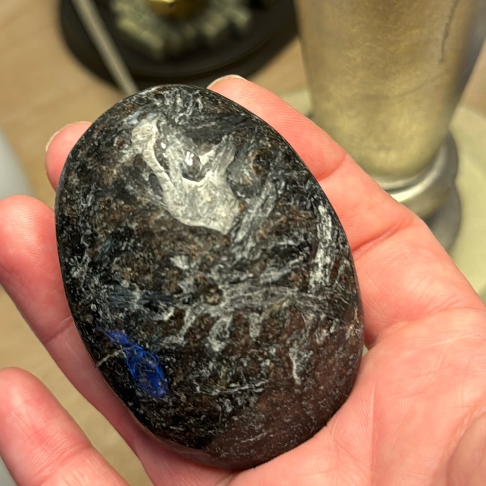 Flashy Larvikite Palm Stone